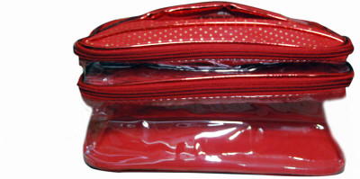 PSH DOUBLE DEKKER POUCH DOT STYLE 2 PORTION KIT RED COLOR MULTI PURPOSE womens mulitypurpose Vanity Box Vanity Box(Red)