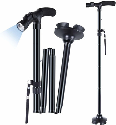 dreamexpo Portable Aluminium Alloy Handle Dependable Professional LED Light Folding Walking Stick for Old Gentleman, Walking Sticks for Old People, Walking Stick for Old Women+ Walking Stick