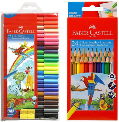 FABER-CASTELL Faber castell-25 connector and 24 colour pencil -burstile