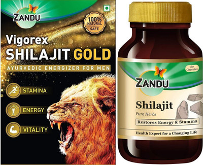 ZANDU Vigorex Shilajit Gold 10caps and Shilajit 60Caps (Pack of 2)(Pack of 2, 70 Capsules)