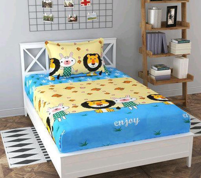 tissca decore 220 TC Cotton Single Cartoon Flat Bedsheet(Pack of 1, Multicolor)