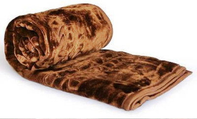 ACZO FEEL Self Design Double Mink Blanket for  Heavy Winter(Microfiber, Brown)