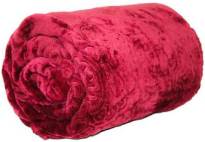ACZO FEEL Self Design Double Mink Blanket for  Mild Winter(Microfiber, Maroon)