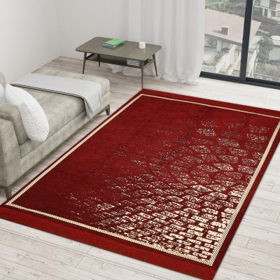 Multitex Maroon Velvet Carpet(5 ft,  X 7 ft, Rectangle)