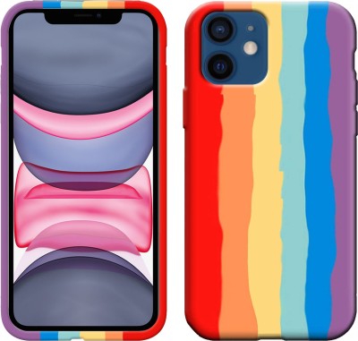 ELEF Back Cover for APPLE iPhone 11 Ultra Slim Soft Liquid Silicon Rainbow Pattern Shockproof Protective Case(Multicolor, Grip Case, Silicon, Pack of: 1)