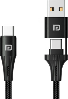 Portronics USB Type C Cable 2 A 1 m Konnect J4(Compatible with Smartphones, Laptop, Black)