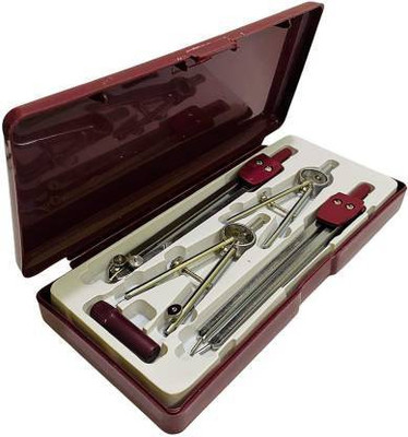 Antiquity Engineering Instruments Box 5 Parts Deluxe Quality Geometry Box(Brown, White)