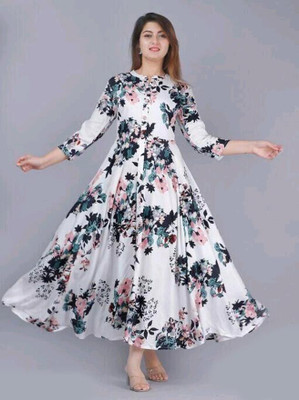 NEW APPARELS Anarkali Gown(White)