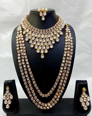 BJ JEWEL Alloy Gold-plated White Jewellery Set(Pack of 1)