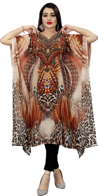 REYANS Animal Print Georgette Women Kaftan