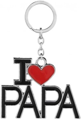 ANZ I Love Papa Heavy Metal Keychain Keyring Gift for Father Full Metallic & Best of Father's Day Gift Key Chain