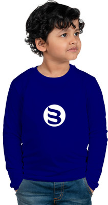 CHOMBOOKA Boys Solid Cotton Blend Regular T Shirt(Blue, Pack of 1)