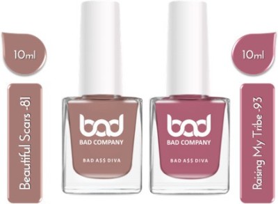 BAD COMPANY No Toxin Nail Lacquer Bestselling Combo Pack of 2 (10mlX2) Bestseller2(Pack of 2)