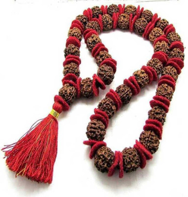 LETNIX Rudraksha Kantha Mala Big Beads (32+1=33 Beads) Wood Chain Wood Necklace Wood Chain