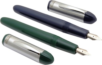 Ledos Set Of 2 - Beena Antic 3in1 Ink Filling Mechanism Steel Cap Green & Blue Fountain Pen(Pack of 2, Blue)