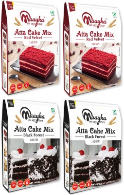 Maayka - Ek Atoot Rishta Atta Black Forest Cake Mix & Red Velvet Cake Mix 2-175G + 2-175G 700 g(Pack of 4)