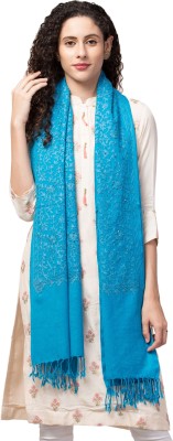 Tweedle Wool Embroidered Women Shawl(Blue)