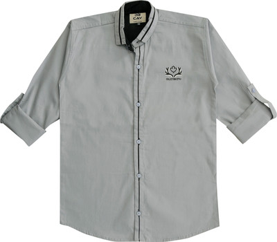 Cay Boys Solid Casual Grey Shirt