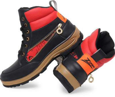 Zixer RIDER BOOTS FOR MEN, CASUAL OUTDOOR WALKING/RUNNING/TRAVLING BOOTS FOR MEN, LASE UP CASUAL BOOTS FOR BOY'S Boots For Men(Black , 6)