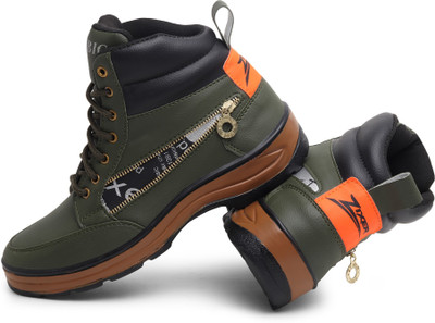 Zixer RIDER BOOTS FOR MEN, CASUAL OUTDOOR WALKING/RUNNING/TRAVLING BOOTS FOR MEN, LASE UP CASUAL BOOTS FOR BOY'S Boots For Men(Green , 9)