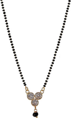 RosaStella Gold Plated Black Beaded Chain Pendant Traditional Mangalsutra for Women Alloy Mangalsutra