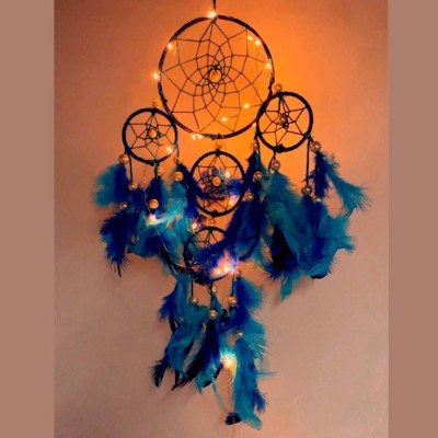 new lucky Handmade Hangings for Positivity Feather Feather Dream Catcher(22 inch, Blue)