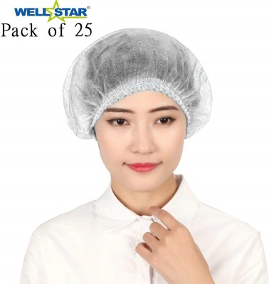 Wellstar Disposable Stretchable White Caps, Cover Hair for Cooking and Hygiene, 25 Pieces Surgical Head Cap (Disposable) Surgical Head Cap(Disposable)