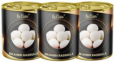 La Casa Bikaneri Chhena Spongy Rasgulla With Syrup | Combo Pack of 3 | Festival Sweet | Tin Gift Pack Can