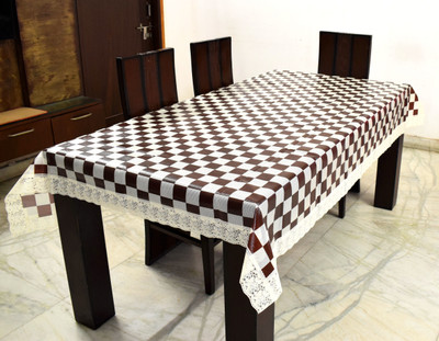 DPA Collection Checkered 6 Seater Table Cover(Multicolor, PVC)