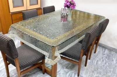 DPA Collection Self Design 6 Seater Table Cover(Golden, PVC)