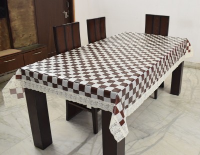 DPA Collection Checkered 6 Seater Table Cover(Brown, PVC)