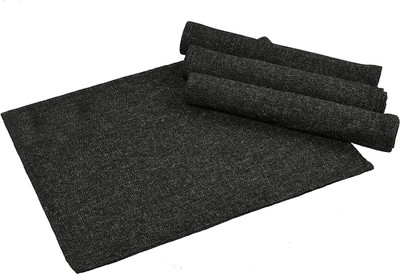 YELLOW WEAVES Rectangular Pack of 4 Table Placemat(Black, Jute)