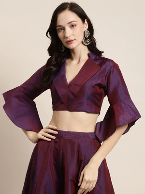 Shae by SASSAFRAS Casual Solid Women Purple Top