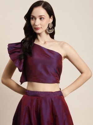 Shae by SASSAFRAS Party Solid Women Purple Top