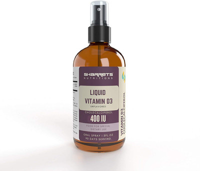 5% OFF on SHARRETS Liquid Vitamin d3 Cholecalciferol Oral Spray 400IU 90ml For Bone Health & Immunity(90 ml) 5% OFF on SHARRETS Liquid Vitamin d3 Cholecalciferol Oral Spray 400IU 90ml For Bone Health & Immunity(90 ml)