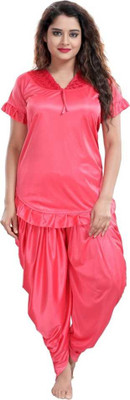 OZED Women Solid Pink Top & Pyjama Set