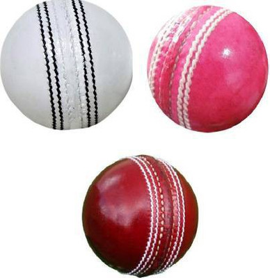 PRSSPORTS present pink , red , white combo ( pack of 3) Cricket Leather Ball(Standard, Pack of 3)