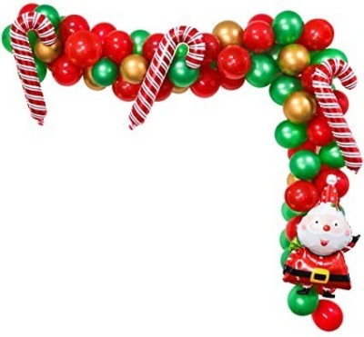 NVRV Solid HAPPY CHRISTMAS DECORATION SET Balloon(Multicolor, Pack of 64)