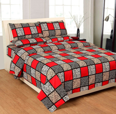 MN Decor 160 TC Microfiber Double 3D Printed Flat Bedsheet(Pack of 1, Multicolor)