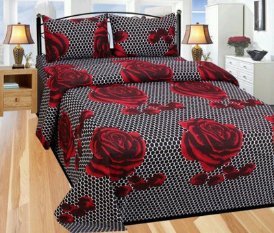 Divine Home Furnishing 120 TC Polycotton Double 3D Printed Flat Bedsheet(Pack of 1, Multicolor)