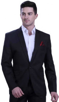 Darbar inn Solid Single Breasted Casual Men Blazer(Black)