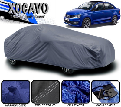 XOCAVO Car Cover For Volkswagen Vento (With Mirror Pockets)(Grey)