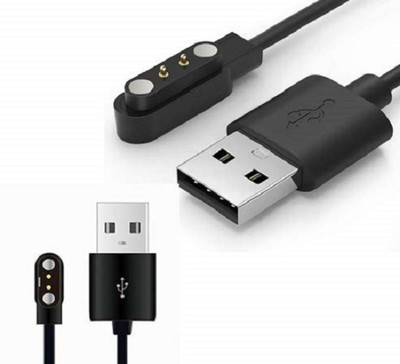 SANNO WORLD Micro USB Cable 0.3000012 m Smart Watch Magnetic Suction Charger For 2 Pin(Compatible with Noise Colorfit pro 2, Black, One Cable)