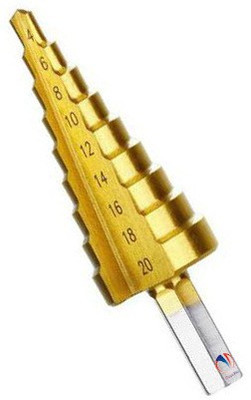 Mass Pro High Quality HSS Step Drill Bit 4 - 20mm Titanium Coated Triangle Shank Cutter Tool (Pack of 1Pcs) High Speed Steel Drill Bit Drilling Bit