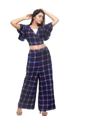 purplesky Women Ethnic Top Palazzo Set