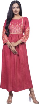 Tambi Textile Women Embellished Anarkali Kurta(Red)