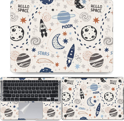 dzazner Fullbody 4 in 1 Precision Cut Laptop Skin Wrap (Top, Bottom, Around Keyboard, Trackpad Protector) Decal Vinyl Sticker Compatible for MacBook Pro 13 Inch, Model A1708 - Hello Space Self Adhesive Vinyl Laptop Skin Compatible for 13 inch(Theme: Patterns)