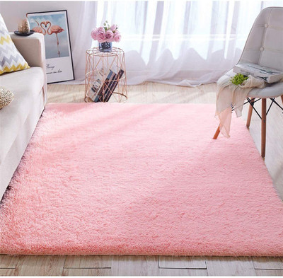 Shag Weaving Pink Polyester Carpet(2 ft,  X 6 ft, Rectangle)