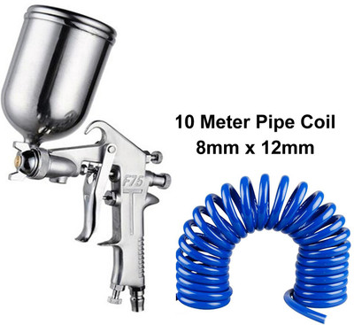 Air-ga Professional Paint Spray Gun Sprayer Pneumatic Airbrush 1.5mm Nozzle Automotive Painting Car Furniture Construction Painting Tools with 10 Meter Pipe Coiled 8mm x 12mm HVLP Sprayer(Silver) Air-ga Professional Paint Spray Gun Sprayer Pneumatic Airbrush 1.5mm Nozzle Automotive Painting Car Furniture Construction Painting Tools with 10 Meter Pipe Coiled 8mm x 12mm HVLP Sprayer(Silver)