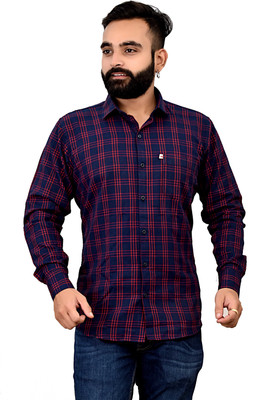 Marc Laurent Men Checkered Casual Red, Blue Shirt